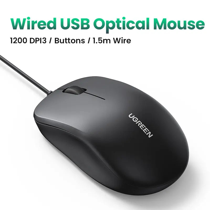 GREEN USB Wired Optical Mouse 3 Button 1200DPI 1.5M Cable Computer Mouse Laptop Desktop PC Gaming Office Mouse 90789